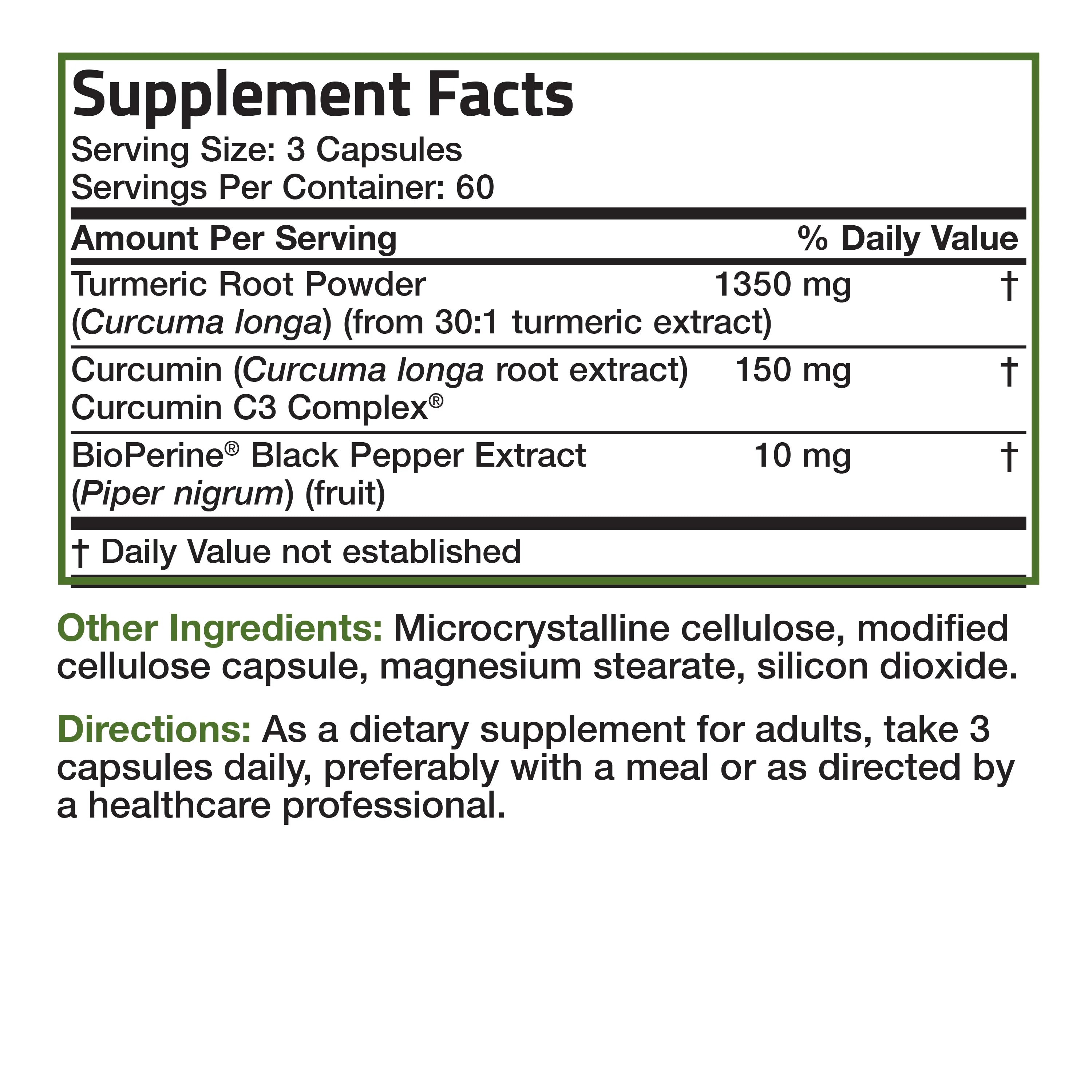 Bronson Turmeric Curcumin 1500 MG with BioPerine, 180 Vegetarian Capsules G800997