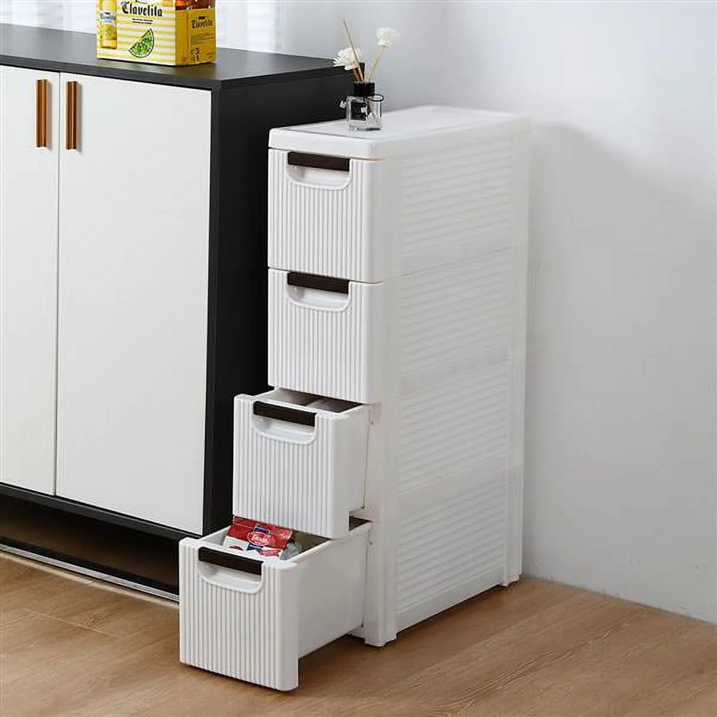 Fithood 4-Tire Rolling Cart Organizer with Wheels Narrow Storage Cabinet T82704