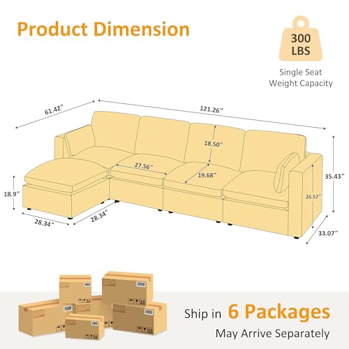Modular Sectional Sofa with Ottoman for Small Apartments U669203