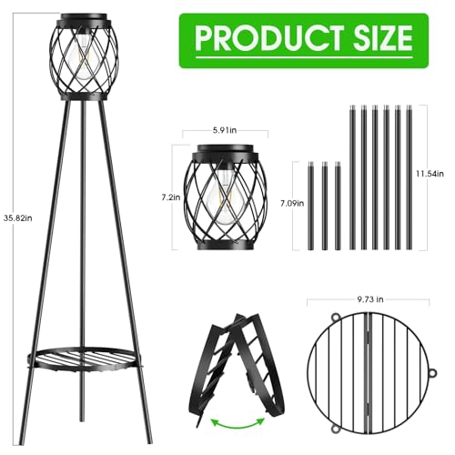 2 Pack Solar Lights Outdoor with Plant Stands - Metal Tripod Patio Decor M835880
