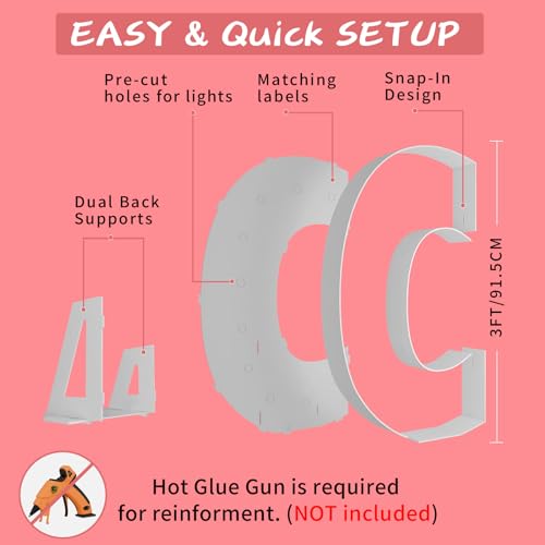 3FT Marquee Light Up Letter C for Party Decor V204
