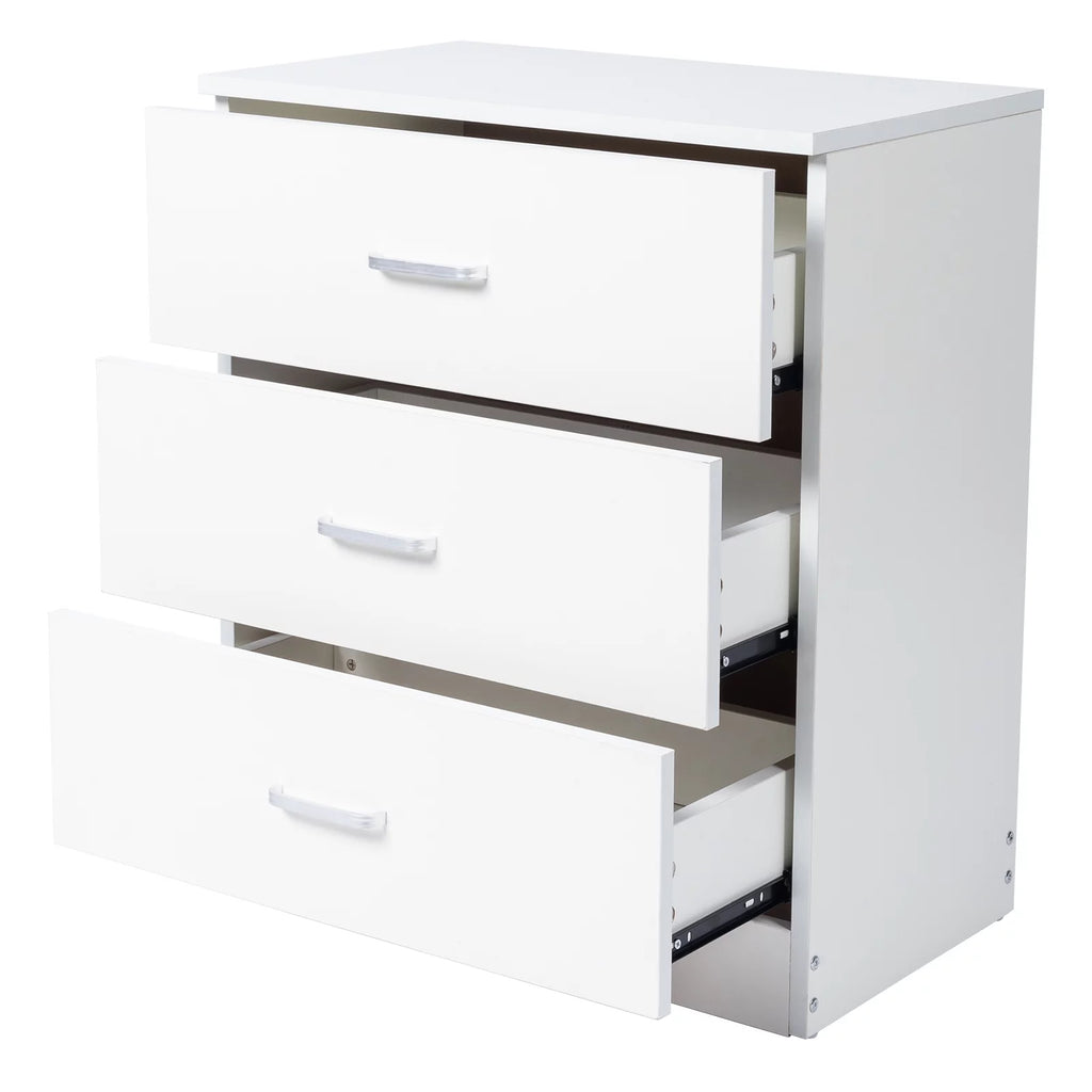 SYNGAR Modern 3-Drawer Wooden Dresser Cabinet, White R9601