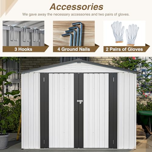Outdoor Storage Shed 6x4 Ft, Heavy-Duty Resin Tool Shed with Lockable Doors Z7258