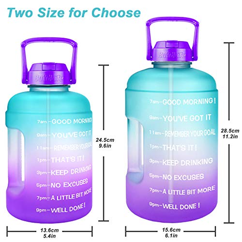 QuiFit 1 Gallon Water Bottle with Straw & Time Marker, BPA Free, Leak-Proof, Reusable, 128oz F698