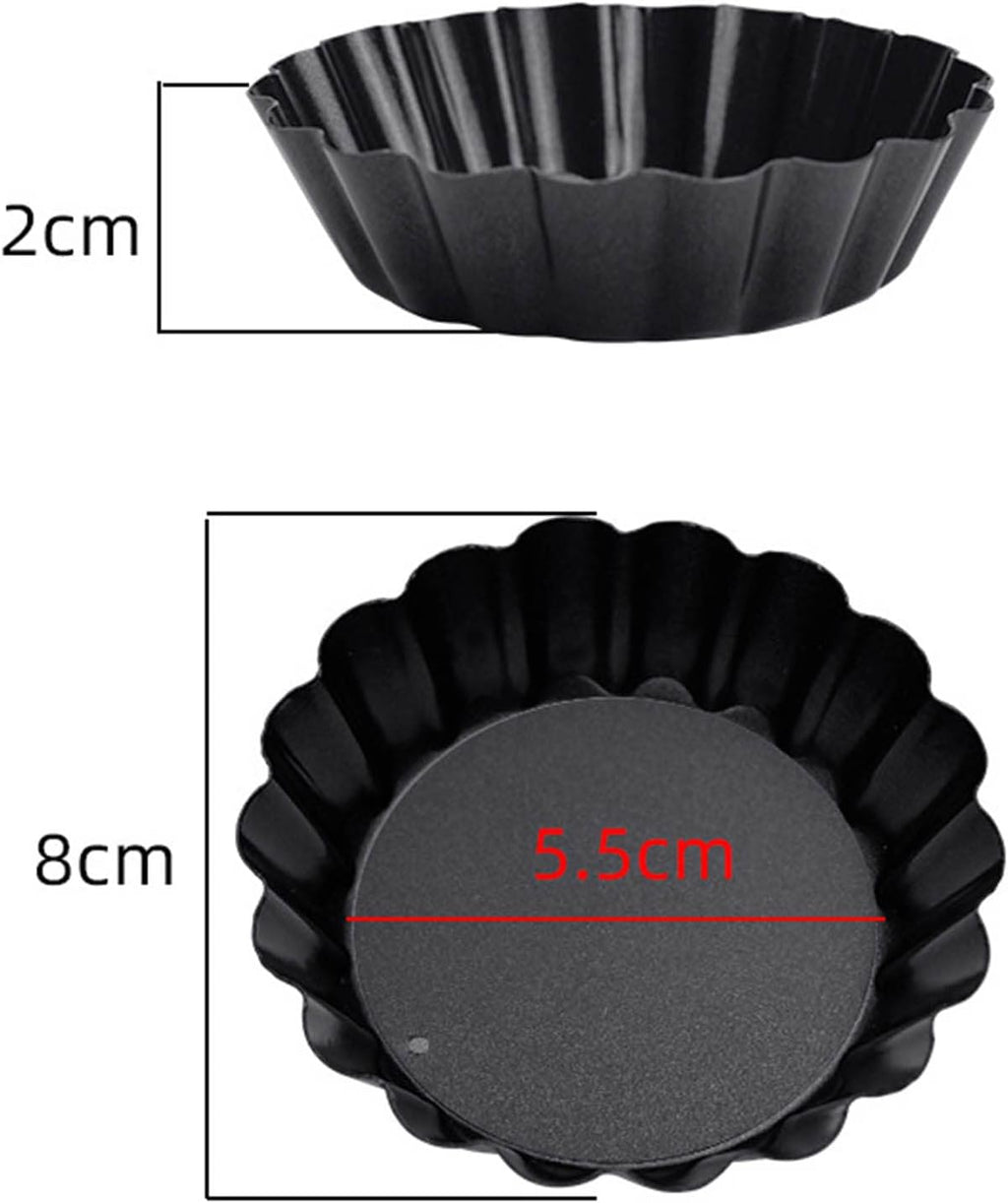 6 pcs 3" Mini Tart Pans Removable Bottom, Carbon Steel Baking Tool T30750