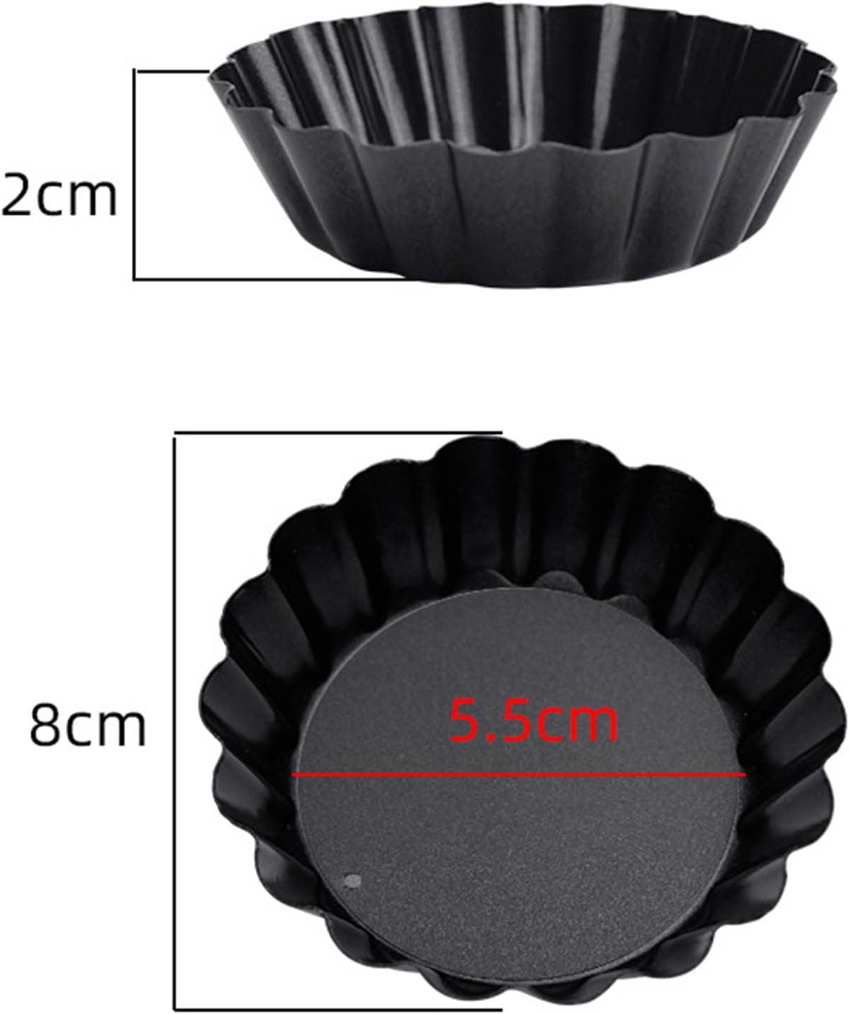 6 pcs 3" Mini Tart Pans Removable Bottom, Carbon Steel Baking Tool T30750