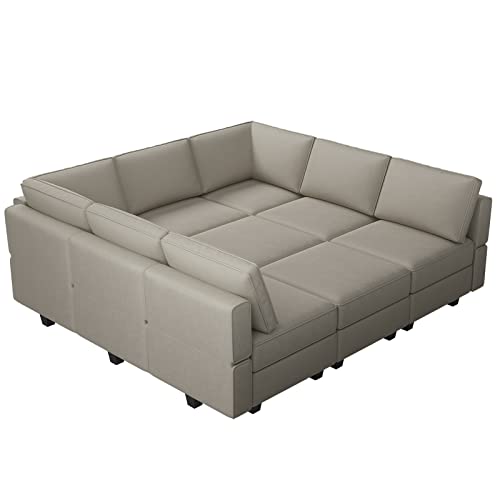 Belffin Modular Velvet Sectional Sofa with Chaise Lounge and Storage, Grey T418154