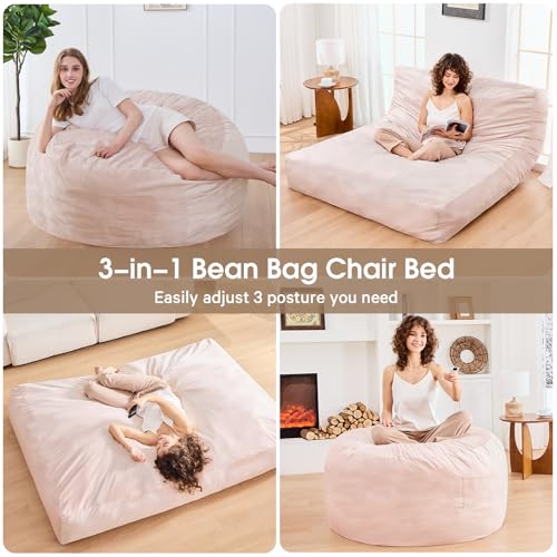 Giant Bean Bag Chair for Adults Convertible Bed with Microfiber Cover Charcoal G62613