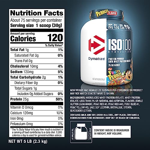Dymatize x Fruity Pebbles ISO100 Whey Protein Powder, 25g Protein, 20 Servings N7653