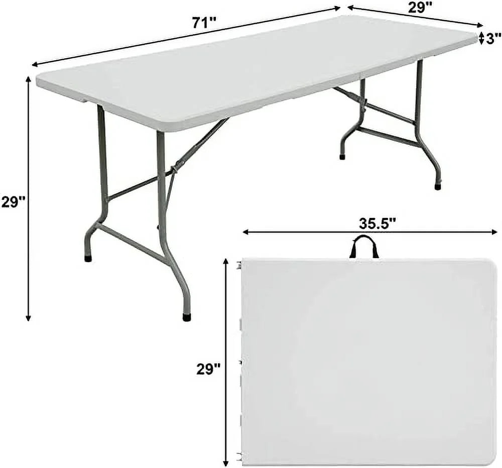 6ft Bi-Fold Folding Table Portable Plastic Indoor Outdoor Picnic Party Dining Camp Table C26995