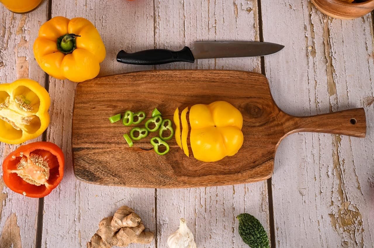 Acacia Wood Cutting Board 17 by 7 Inches for Kitchen and Serving B57737