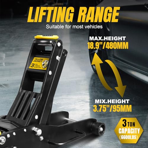 YELLOW JACKET 2.5 Ton Trolley Jack with Carrying Case, 5500 lb Capacity N593266