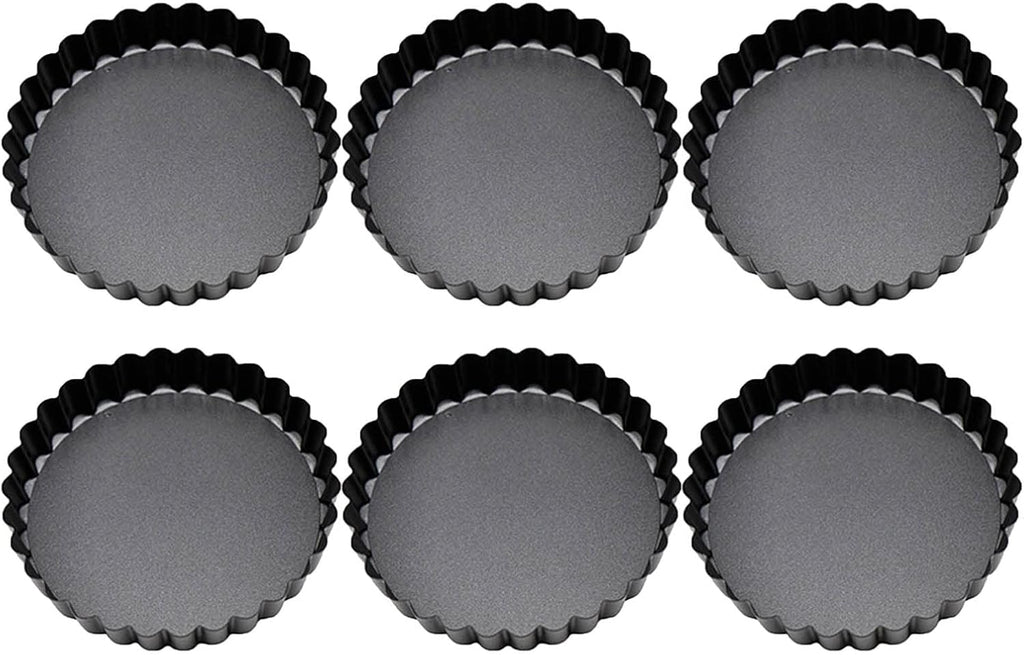 6 pcs Egg Tart s, 3" Mini Tart Pans Removable Bottom, Cupcake Cake Muffin Tin Pan Baking Tool, Reusable Quiche Bakeware Carbon Steel for Pies, Quiche Bakeware, Cheese Cakes, Desserts
