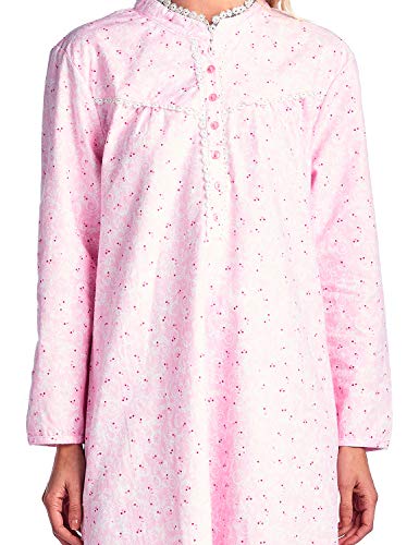 Casual Nights Women's Flannel Floral Long Sleeve Nightgown I74889