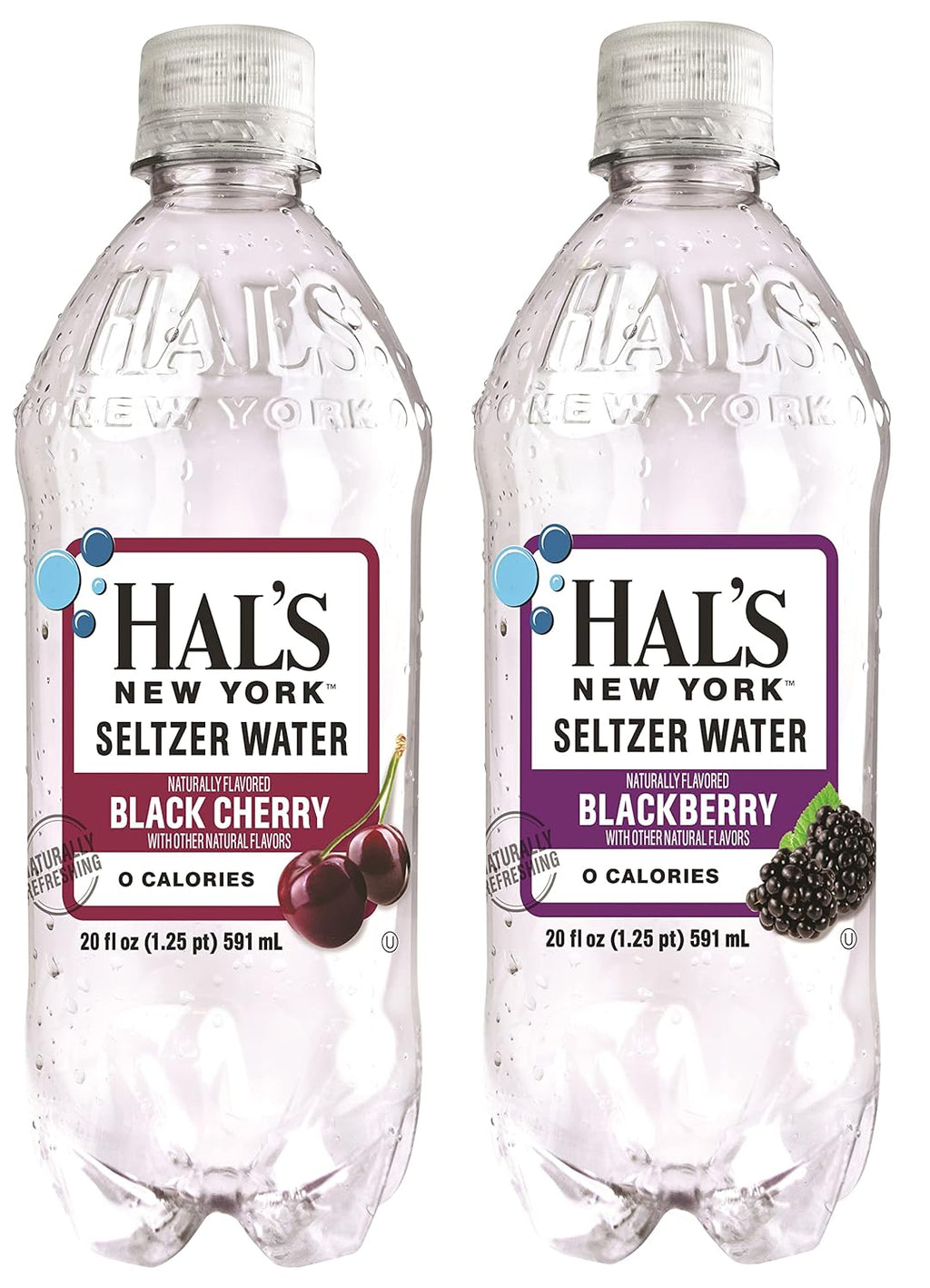 Hal's New York Seltzer Carbonated Flavored Sparkling Water, Multiflavored Variety Sampler Pack, Zero Sugar, Zero Calorie, Zero Carbs, 20 Fl Oz (Cherry Berry Variety Pack, Pack of 24)