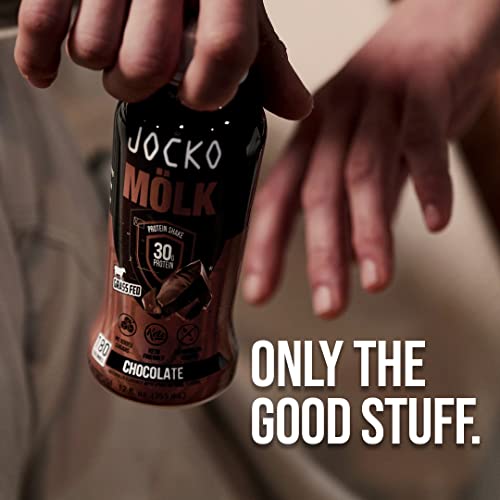 Jocko Mölk 30g Grass Fed Protein Shakes, No Added Sugar, KETO Friendly, 12 FL Oz (Pack of 12) Chocolate V650475