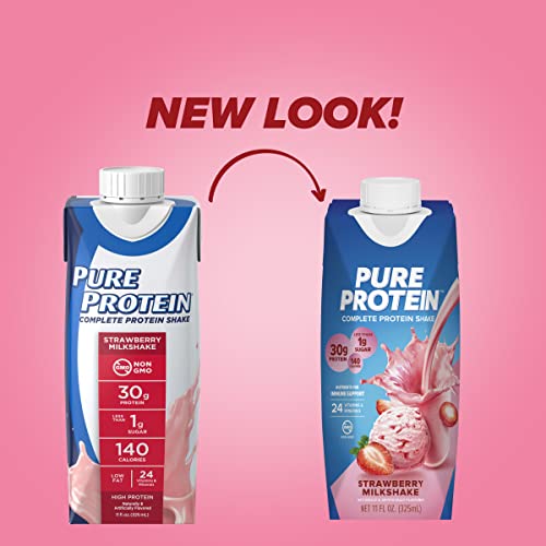Pure Protein Strawberry Protein Shake, 30g Protein, 11oz, 12 Pack Y869