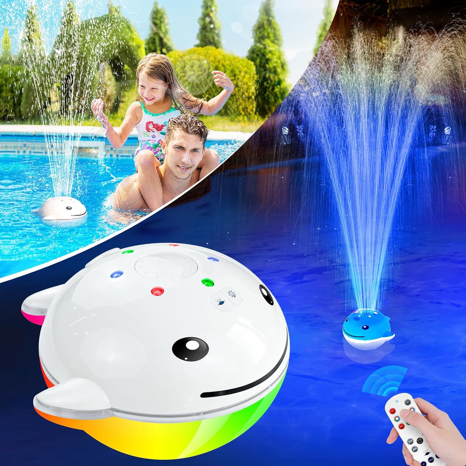 Floating Pool Fountain with Lights and Remote S569402