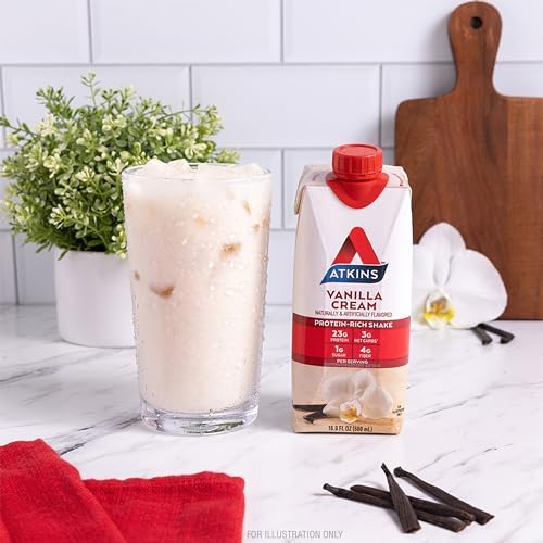 Atkins Vanilla Cream Meal Size Protein Shake, 23g Protein, Keto Friendly D2009