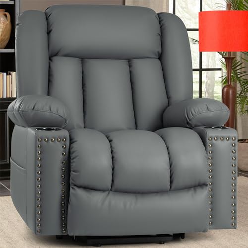 Large Power Lift Chair Recliner for Elderly with Heat and Massage, Dark Brown W500