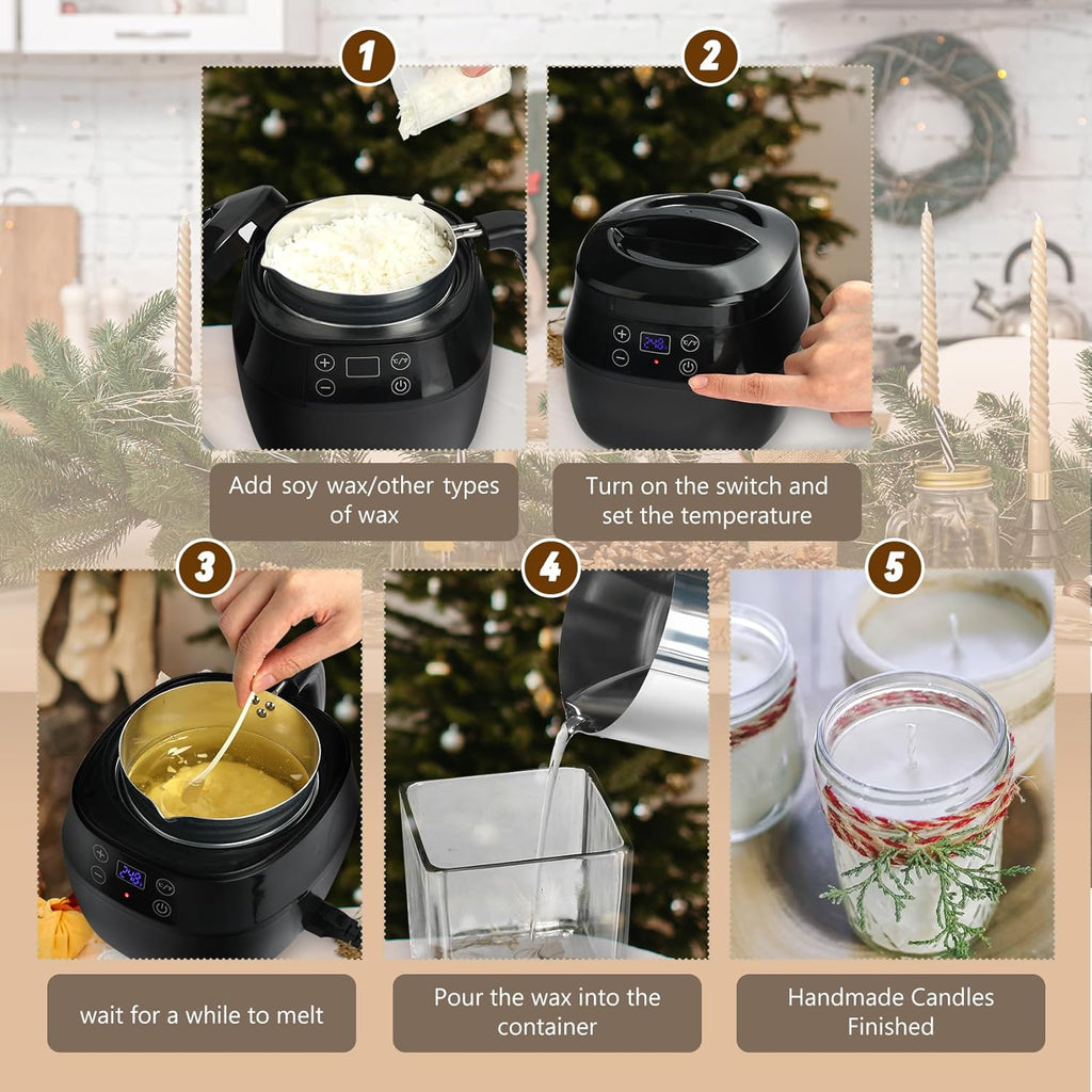 TCFUNDY Wax Melter for Candle Making, 1L Aluminum Pot with Digital Display Q274165