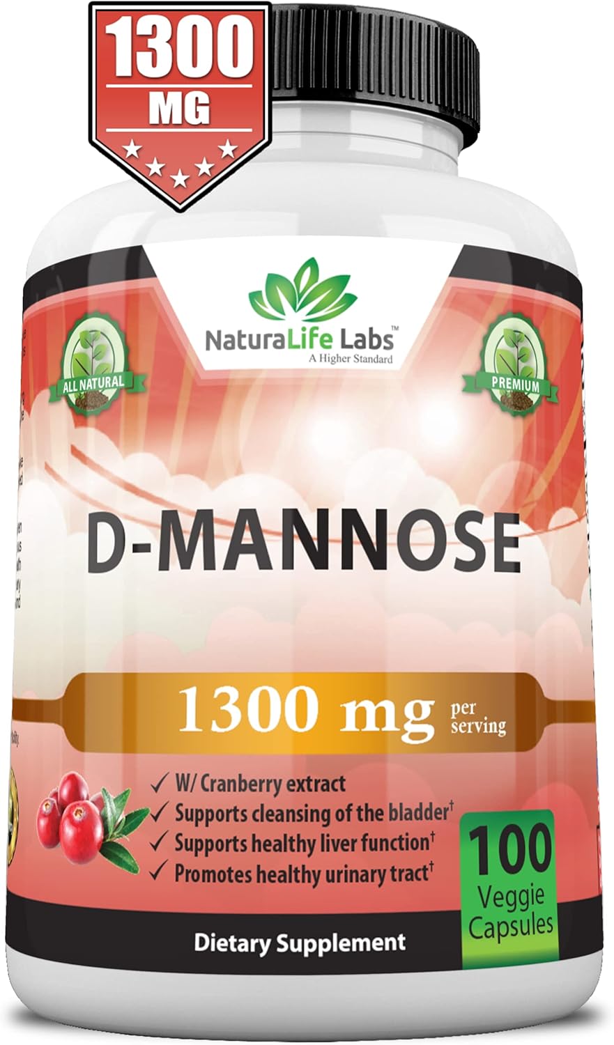 D-Mannose 1,300 mg with Cranberry Extract, 100 Veggie Capsules O30029