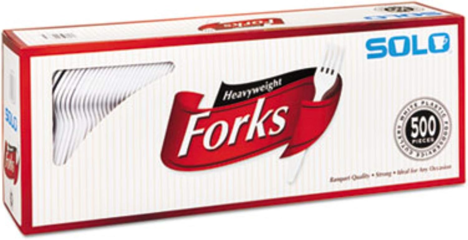 Solo Heavyweight Plastic Forks, White, 6.41", 500 Ct W2018