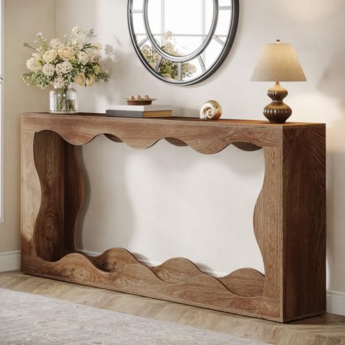 Tribesigns 63 Inches Farmhouse Console Table with Storage, Brown T384