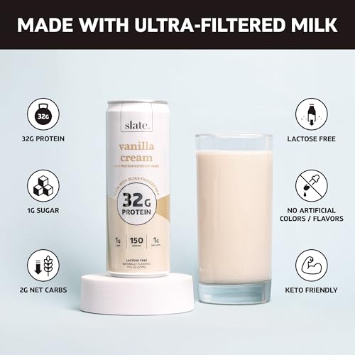 Slate Milk High Protein Vanilla Cream Shake 11 fl oz 12 Cans D455094
