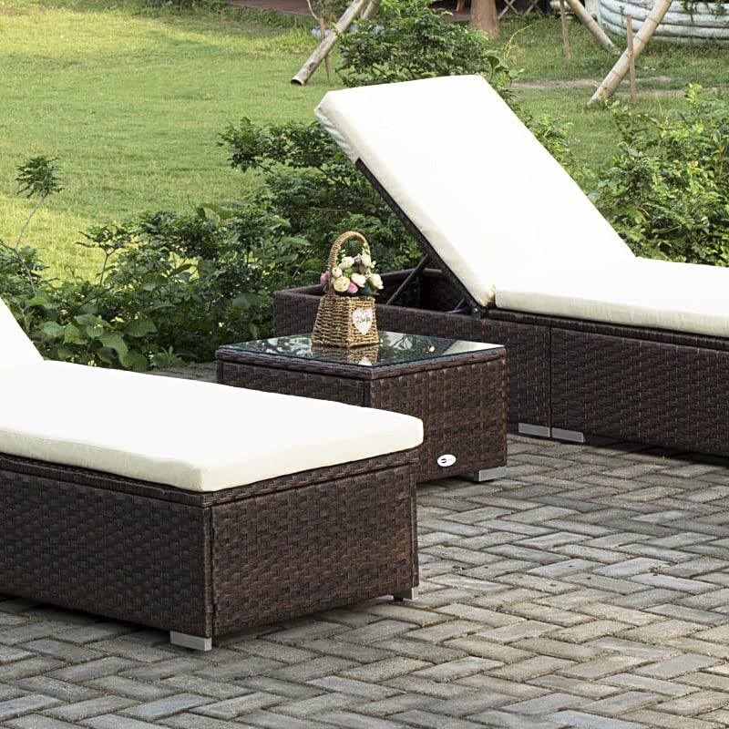 DIMAR GARDEN Outdoor Wicker Coffee Table with Glass Top Z1787