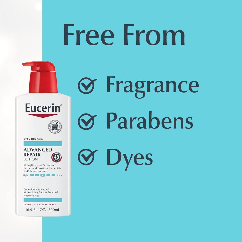 Eucerin Advanced Repair Body Lotion for Very Dry Skin, Unscented, 16.9 Fl Oz N397