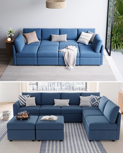LINSY HOME Modular U Shaped Sectional Sofa with Storage, Blue M8981