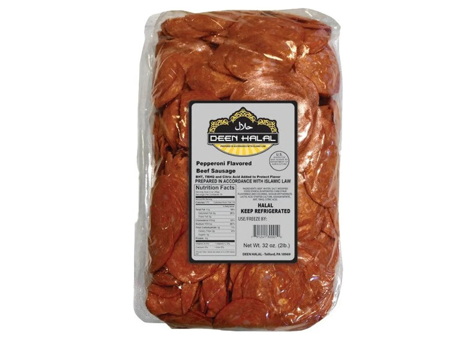 Deen Halal Sliced Pepperoni Flavored Beef Sausage 2lbs J262
