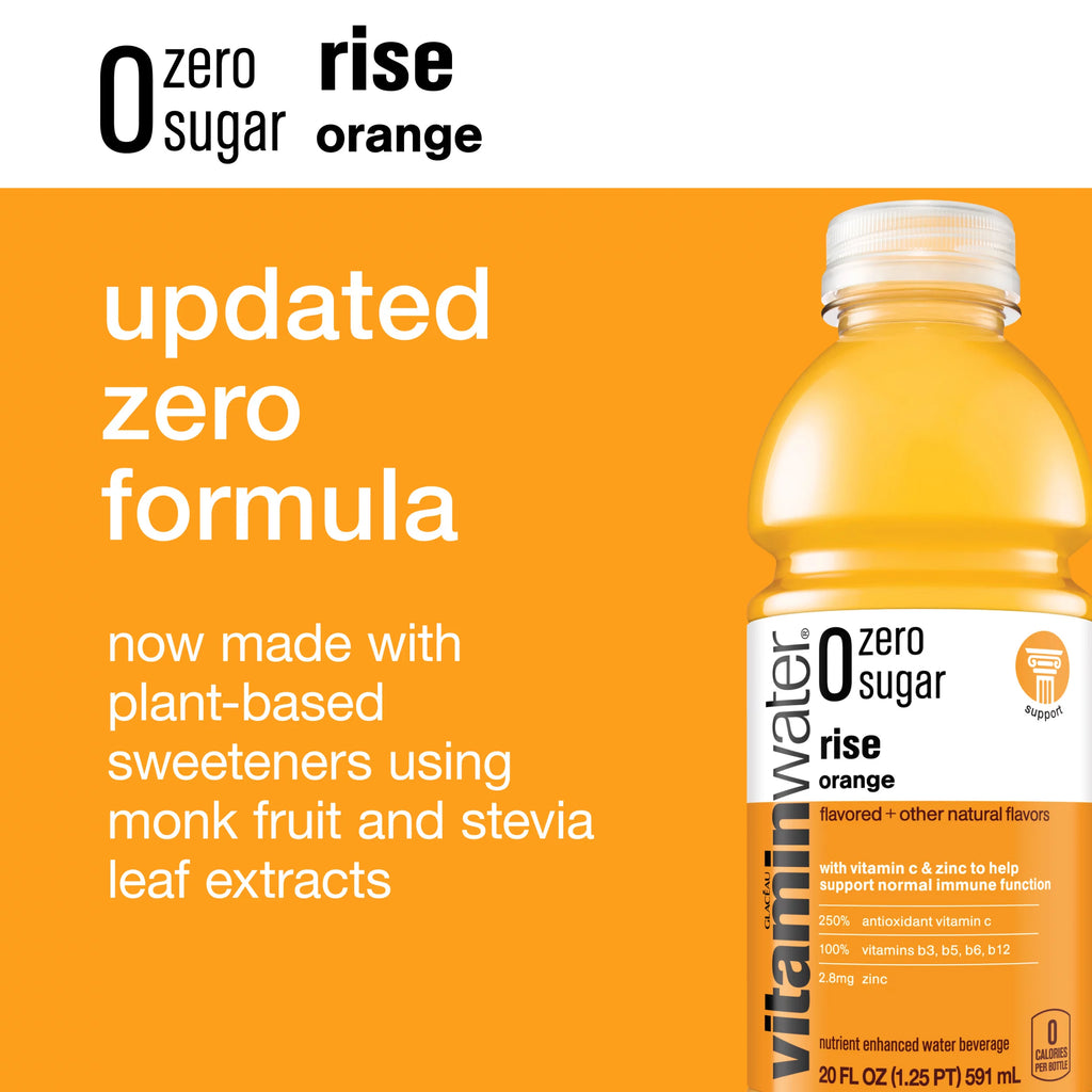 Vitaminwater Zero Sugar Rise Electrolyte Enhanced Water, Orange, 20 fl oz, 12 Pack M978043