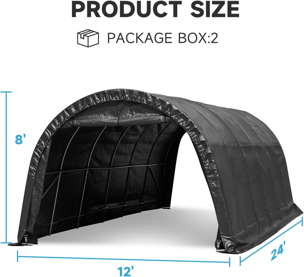 MELLCOM 12 x 24 FT Heavy Duty Carport, Portable Garage with All-Steel Frame O774