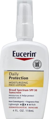 Eucerin Daily Protection Face Lotion SPF 30 Sunscreen for Sensitive Dry Skin, Fragrance Free, 4 Fl Oz W716579