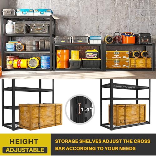 REIBII 40" W Garage Shelving 4-Tier Heavy Duty Adjustable Metal Shelves G342