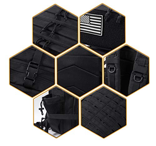 QT&QY Military Tactical Backpack for Men with Bottle Holder B546