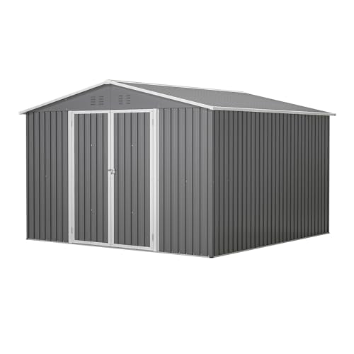 Outdoor Storage Shed 6x4 Ft, Heavy-Duty Resin Tool Shed with Lockable Doors Z7258