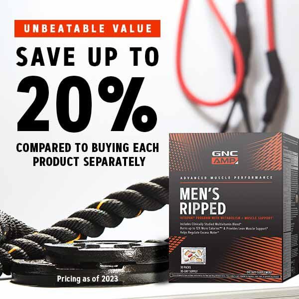 GNC AMP Men’s Ripped Vitapak Program, 4-in-1 Vitamin Pack, 30-Day Supply W179981
