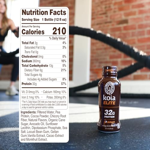 Koia Elite Plant Based Protein Shake, Chocolate, 32g Protein, 12 Fl Oz (Pack of 12) V5410