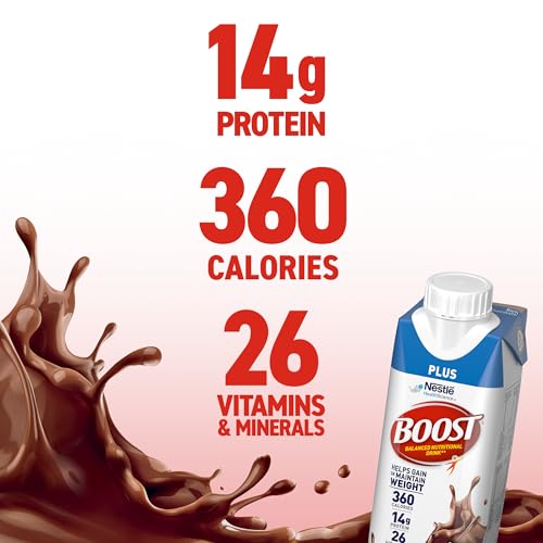 BOOST Plus Nutritional Drink, Rich Chocolate, 8 fl oz, 24 Pack N58514