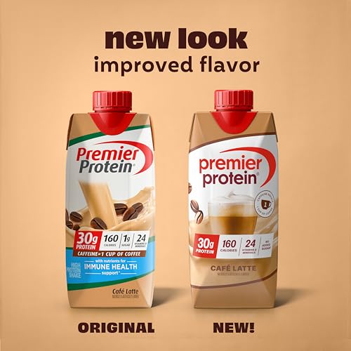 Premier Protein Cafe Latte Shake, 30g Protein, 11 fl oz, 12 Pack A19679