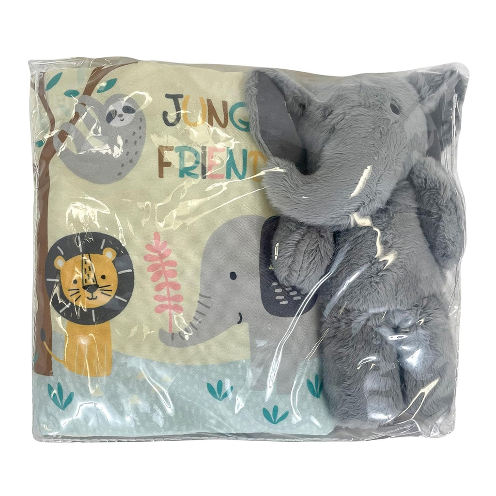 Lambs & Ivy Jungle Friends Soft Book & Elephant Plush Toy Set Y886576