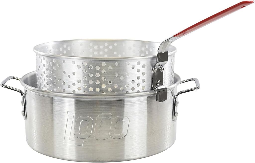 Loco Cookers 30 Quart Aluminum Pot with Basket, Lid and Lift Hook M1457
