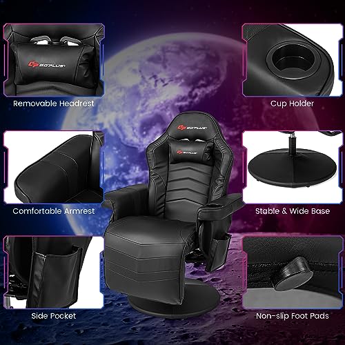 Goplus Massage Gaming Chair, Racing Recliner with Footrest, PU Leather N121