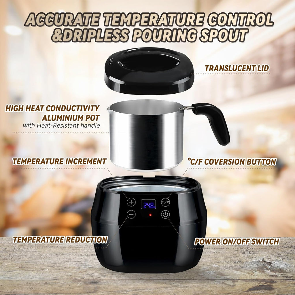 TCFUNDY Wax Melter for Candle Making, 1L Aluminum Pot with Digital Display Q274165