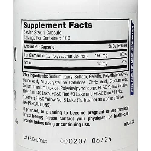 Breckenridge Ferrex 150 Polysaccharide Iron Complex Caps 100ct *Non Blister* by "Breckenridge Pharmaceutical, Inc."