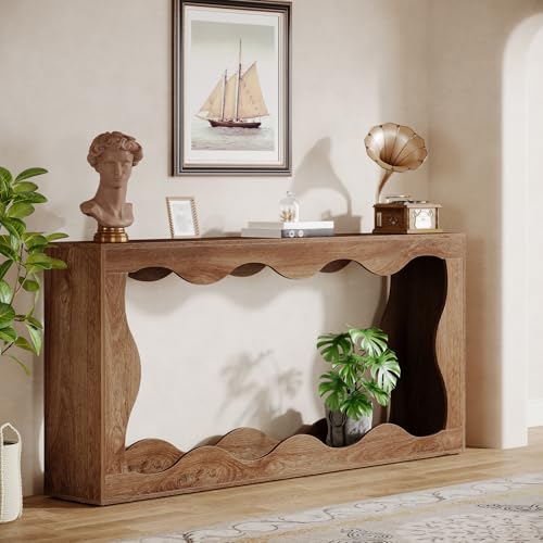 Tribesigns 63 Inches Farmhouse Console Table with Storage, Brown T384