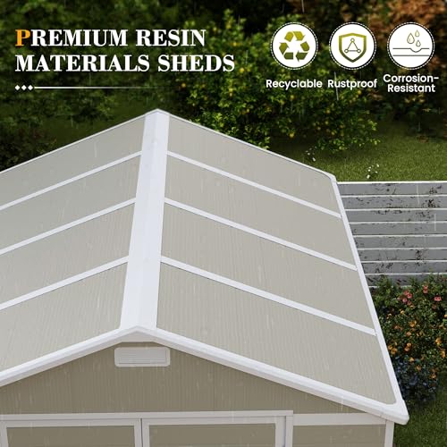 UDPATIO Outdoor Storage Shed 6x6 FT Resin Garden Shed with Lockable Door D90316